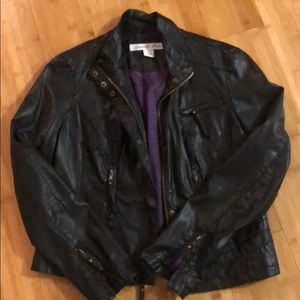 Dark Brown Faux Leather Moto Jacket
